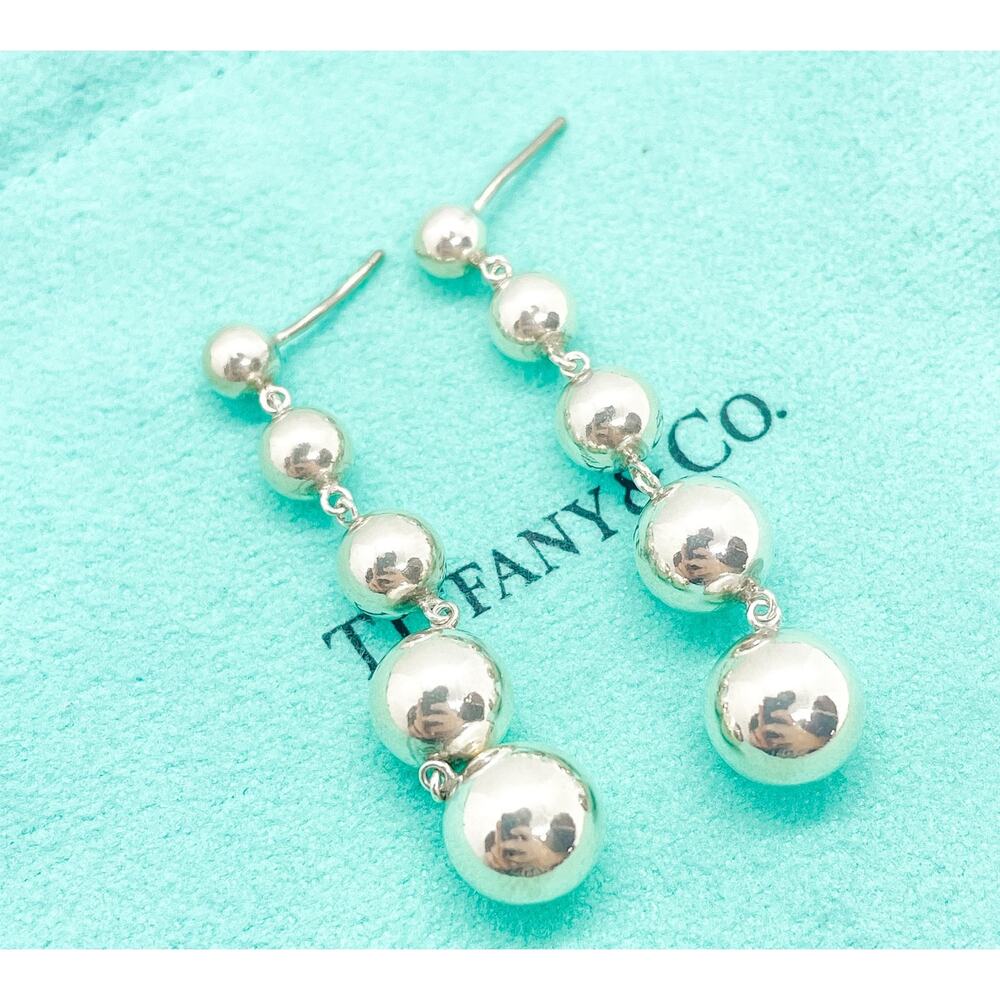 Tiffany & Co. HardWear Graduated Ball Bead Drop Earrings Sterling Silver - Picture 8 of 9